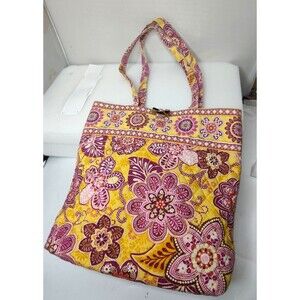 Vera Bradley RETIRED Bali Gold Sunflower Pattern Handbag Bag Tote Quilted 12x13"